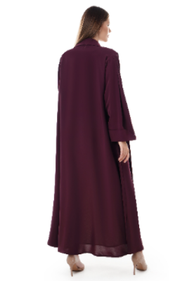 Maroon Pleated Crystalized Abaya