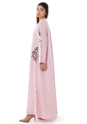 Embroidered Pink Crystalized Abaya