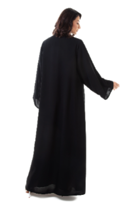 Sided Lapel Black Abaya