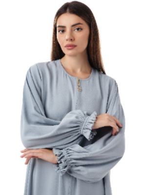 Zipper Abaya With Fancy Sleeves