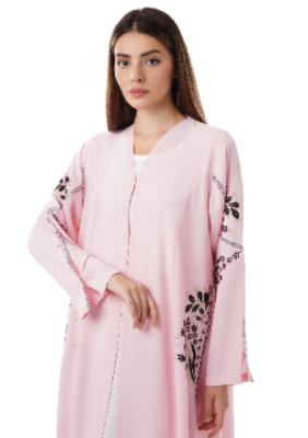 Embroidered Pink Crystalized Abaya