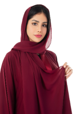 Maroon Satin Lapel Abaya