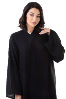 Sided Lapel Black Abaya