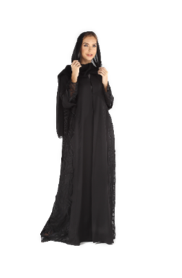 Black Abaya With Computer Machine Embroidery