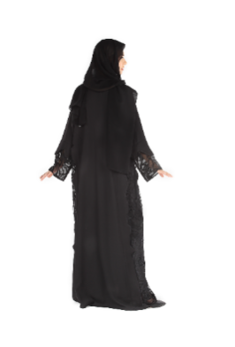 Black Abaya With Computer Machine Embroidery