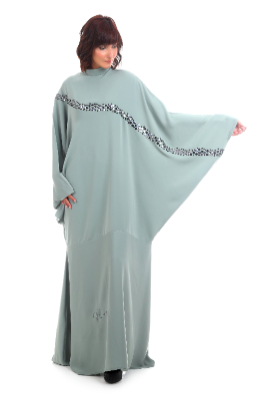 Butterfly Abaya With Crystal Asymmetric Details