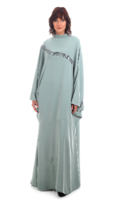 Butterfly Abaya With Crystal Asymmetric Details