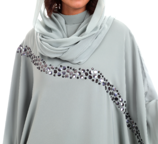 Butterfly Abaya With Crystal Asymmetric Details