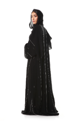 Classic Black Abaya With Handmade Design
