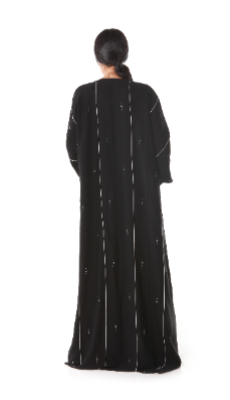 Classic Black Abaya With Handmade Design