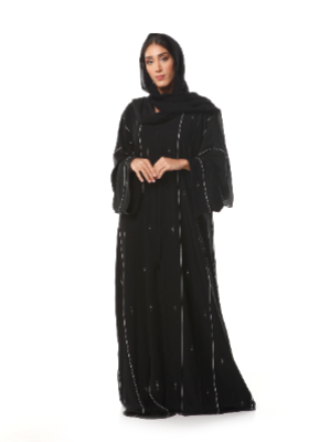 Classic Black Abaya With Handmade Design
