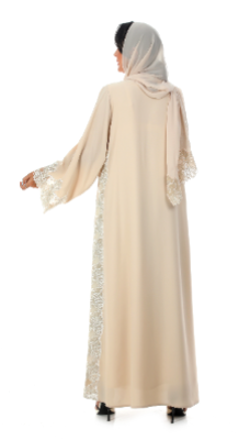 Color Abaya With Detailed Machine Embroidery Insert