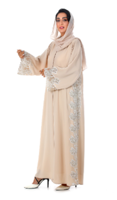 Color Abaya With Detailed Machine Embroidery Insert