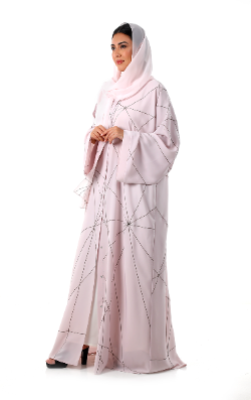 Color Abaya with Ary Embroidery and Crystals