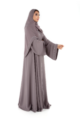 Color Abaya with Crystal Elements
