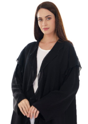 Cut Abaya With Layered Chiffon