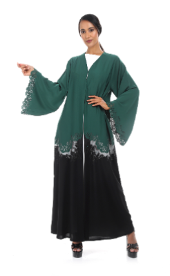Duel Color Abaya with Laser cut and Stone Element
