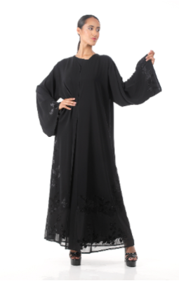 Elegant Abaya with Embroidery and Crystals