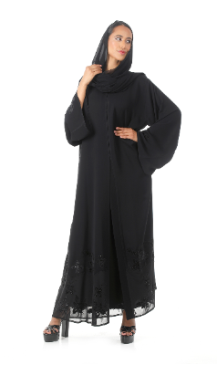 Elegant Abaya with Embroidery and Crystals