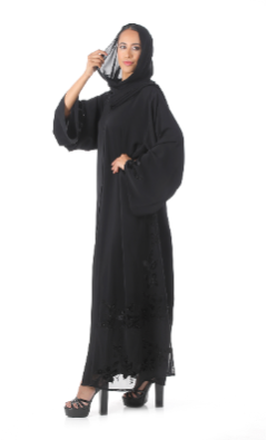 Elegant Abaya with Embroidery and Crystals