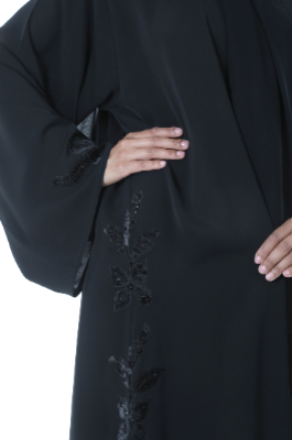 Elegant Abaya with Embroidery and Crystals