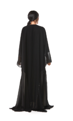 Elegant Abaya with chiffon inserts highlighted with stone design