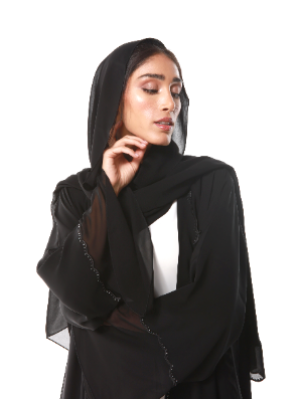 Elegant Abaya with chiffon inserts highlighted with stone design