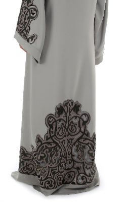 Elegant Duel Laser Cut Abaya with Tulle Edging