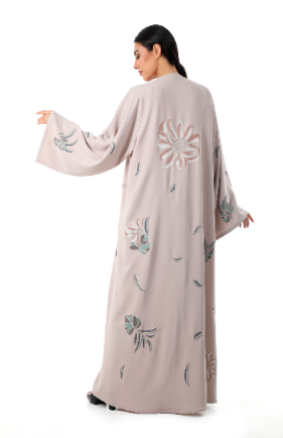 Floral Pattern Laser Cut Abaya