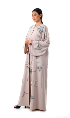 Floral Pattern Laser Cut Abaya