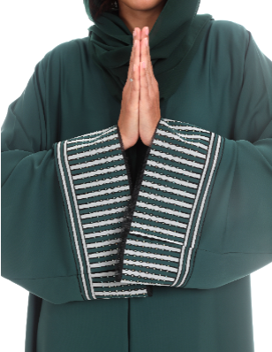 Green Modern Abaya With Crystalized Sleeves