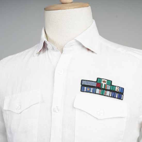 Men"s regular fit 100% linen long-sleeved shirt - Viviano