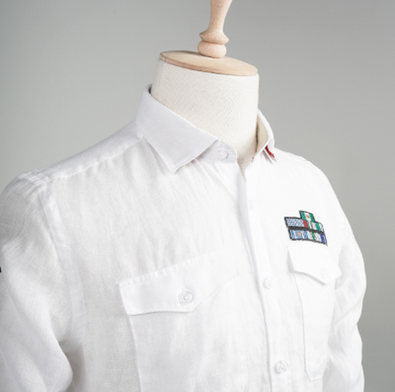 Men"s regular fit 100% linen long-sleeved shirt - Viviano