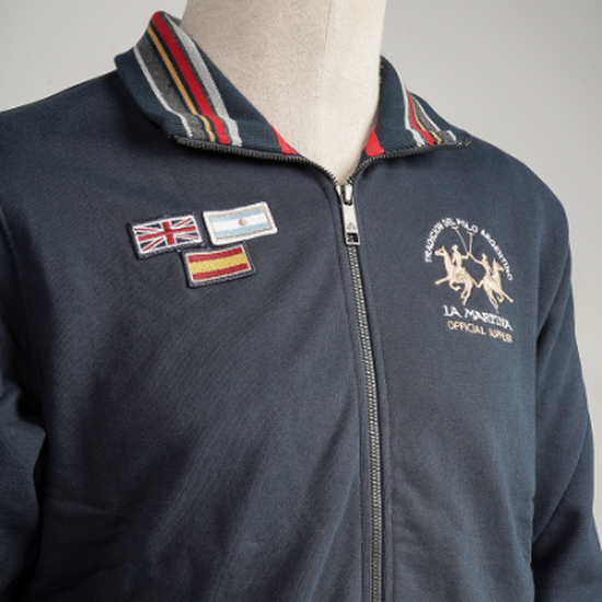 Long-sleeves man fleece with zip 100% cotton comfort fit - Vasileios