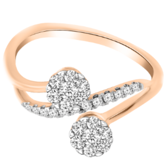 MULTILAYER TWO HEADED CORONET DIAMOND RING IN 18K GOLD