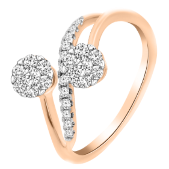 MULTILAYER TWO HEADED CORONET DIAMOND RING IN 18K GOLD