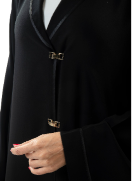 Modern A-Line Lapel Abaya Rich black