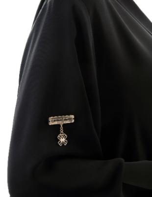 Modern A-Line Lapel Abaya Rich black