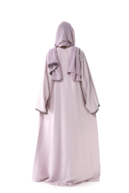 Modern Abaya with pocket and intricate lace detail on front and sleeves