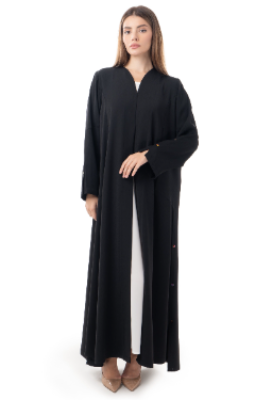 Modern Black Abaya with Subtle Embellishments