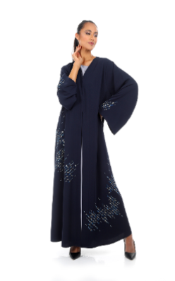 Modern Color Abaya with Intricate Laser and Crystal Embellishment
