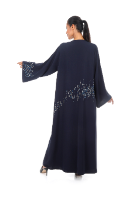 Modern Color Abaya with Intricate Laser and Crystal Embellishment