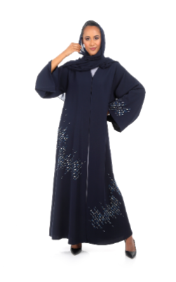 Modern Color Abaya with Intricate Laser and Crystal Embellishment