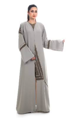 Modern Patch Abaya With Crystal Details