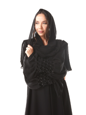 Neda Abaya with Diamond smocking and Crystal ail