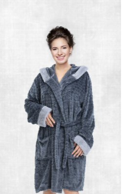 PLAIN BATH ROBE 1PC FLANNEL PLS279 GREY 