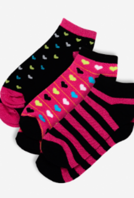 Set Of 3 Women"s 8502 Short Sock D.Fuchsia Multi Color
