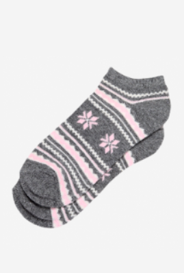 Set Of 3 Women"s 8516 Short Sock Gray-Cream Free Size