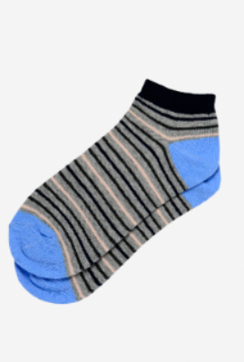 Set Of 3 Women"s 8518 Short Sock Gray-White-Blue Free Size