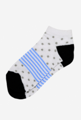 Set Of 3 Women"s 8518 Short Sock Gray-White-Blue Free Size